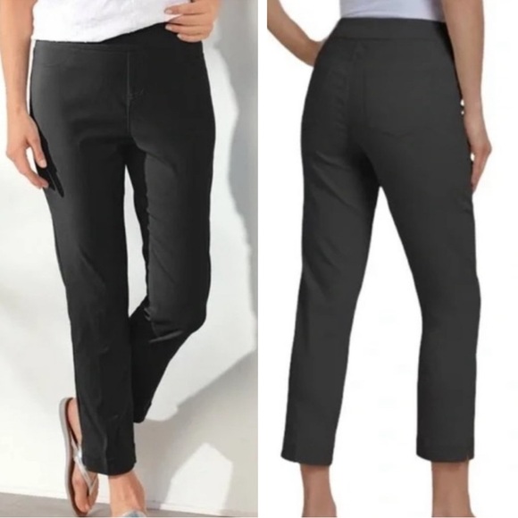 SOFT SURROUNDINGS NWT SUPER STRETCH CAPRI CROPPED BLACK PULL ON PANTS EXTRA SMAL - Picture 1 of 11